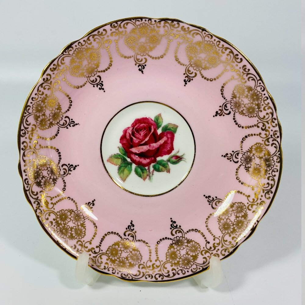 paragon England-Red cabbage Rose saucer